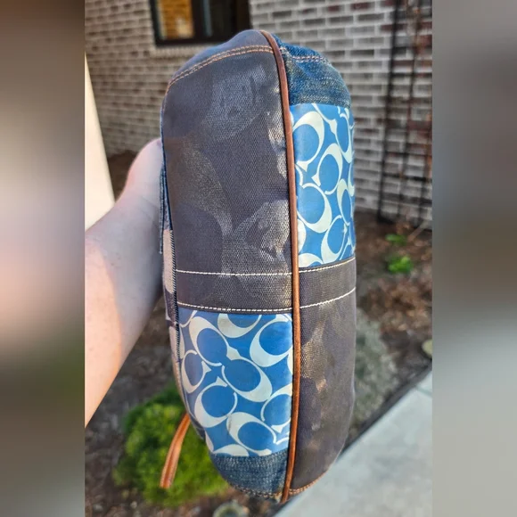 Coach Patchwork Denim Ergo Shoulder Bag - Picture 8 of 9